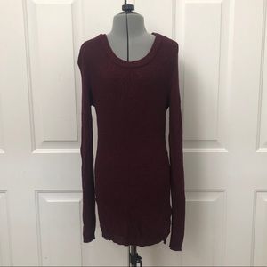 Garage Burgundy Ribbed Long Sweater | Size XS